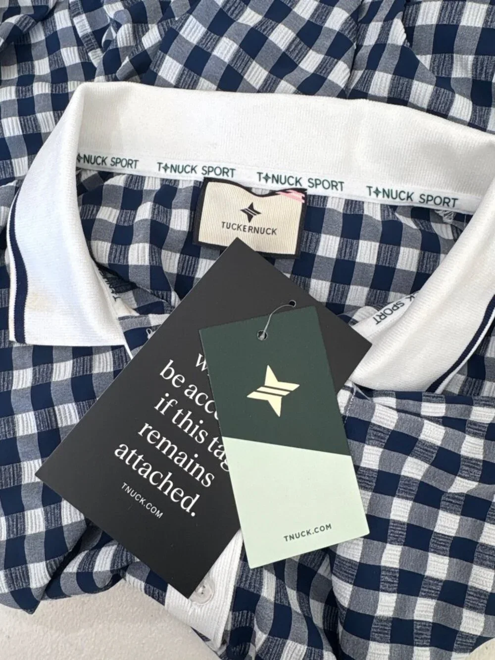 Tuckernuck Tnuck Sport Sleeveless Performance Seersucker May Golf Dress in Navy - Picture 8 of 13